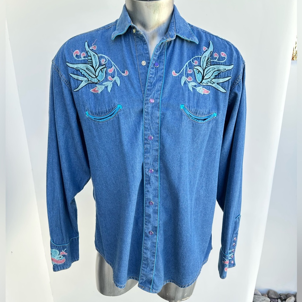 Men's Western Denim button down Vintage Style Shirt